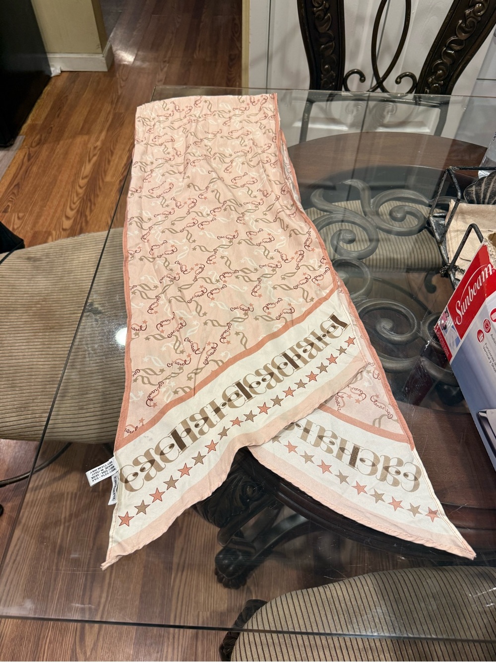 Cacharel- vintage Pink Patterned Scarf - Home Accents